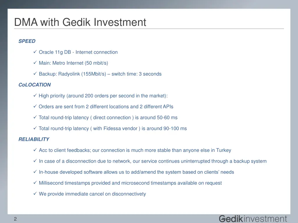 dma with gedik investment