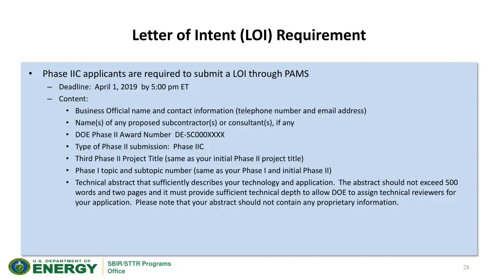 letter of intent loi requirement 1