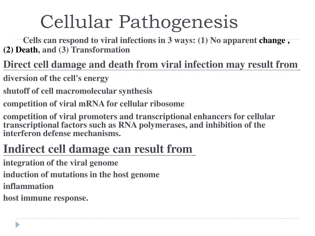 cellular pathogenesis cells can respond to viral