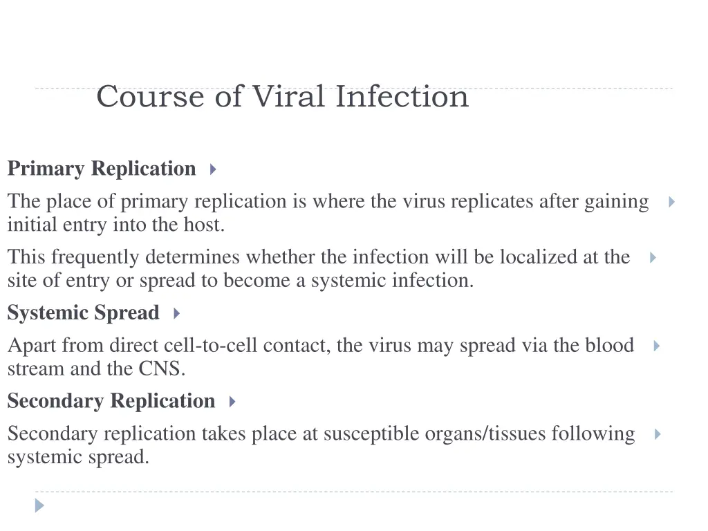 course of viral infection