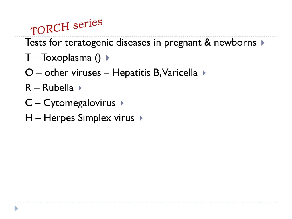 tests for teratogenic diseases in pregnant