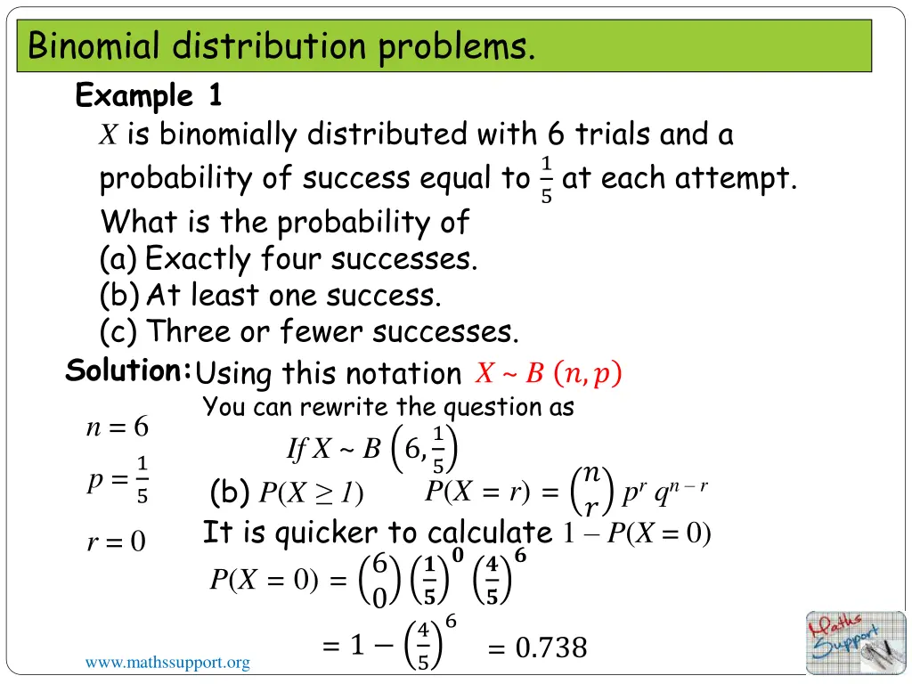 binomial distribution problems example 1 1