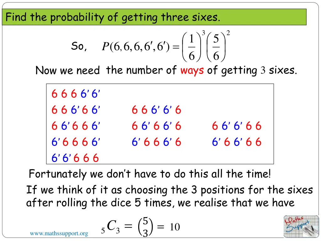 find the probability of getting three sixes 2
