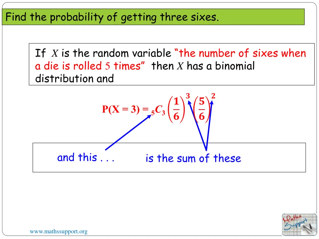find the probability of getting three sixes 5