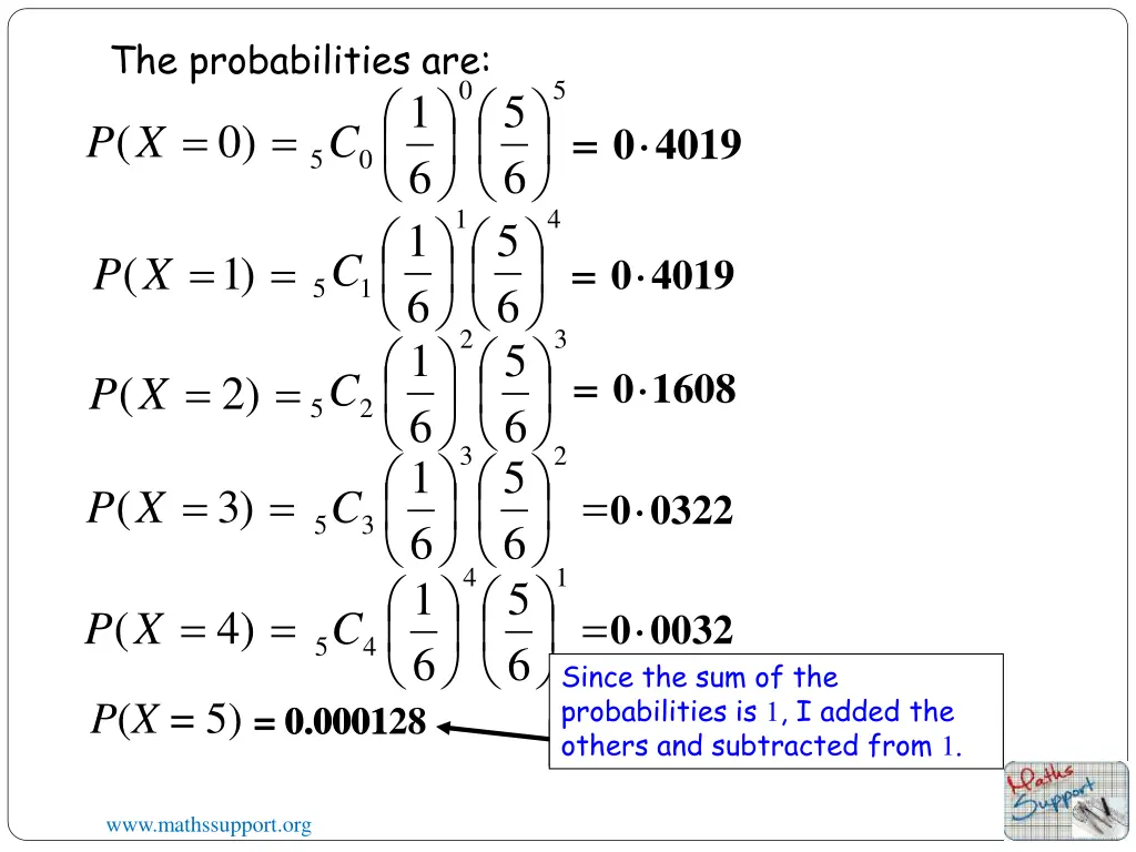 the probabilities are