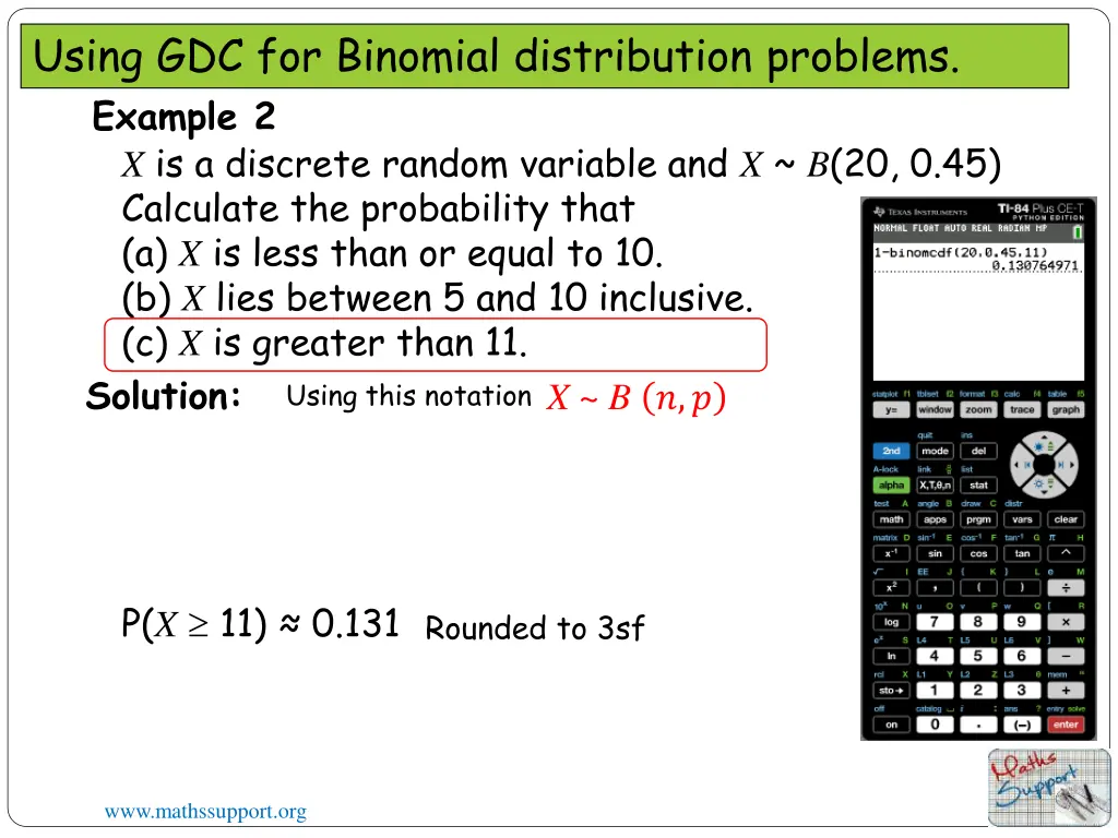 using gdc for binomial distribution problems 10