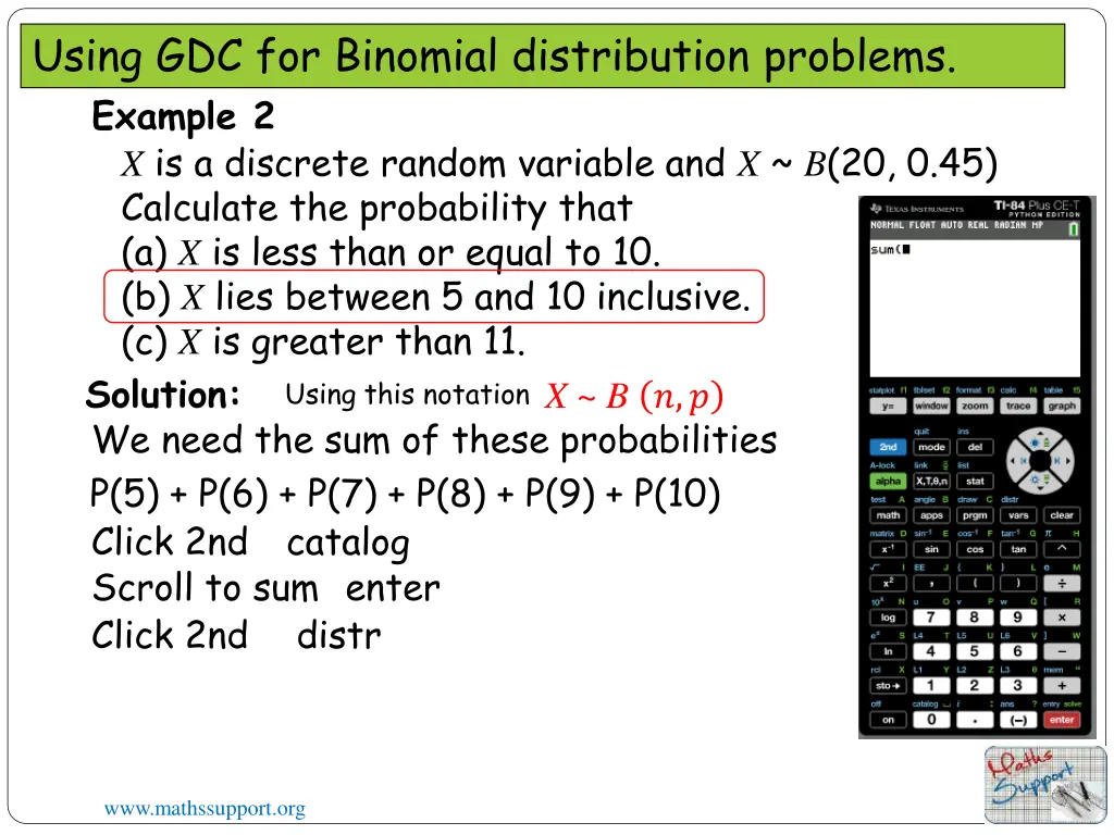 using gdc for binomial distribution problems 5
