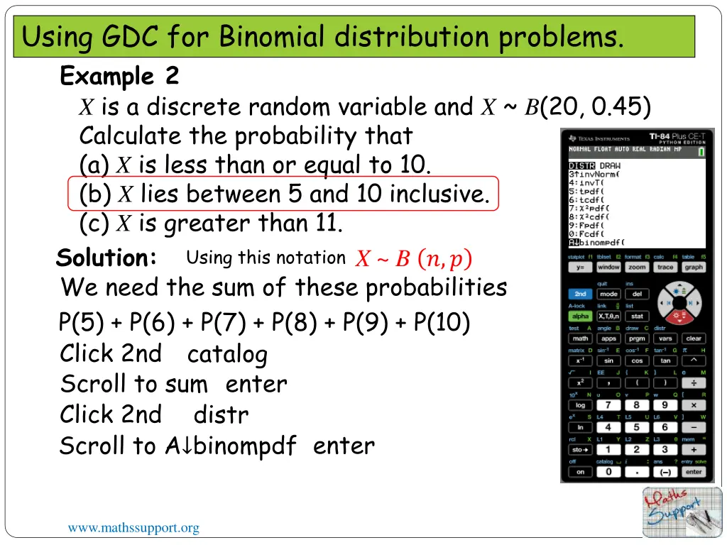 using gdc for binomial distribution problems 6