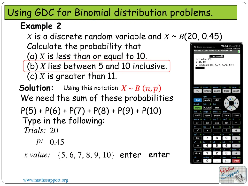 using gdc for binomial distribution problems 7