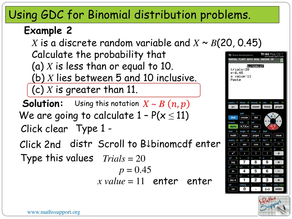 using gdc for binomial distribution problems 9