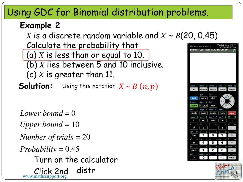 using gdc for binomial distribution problems