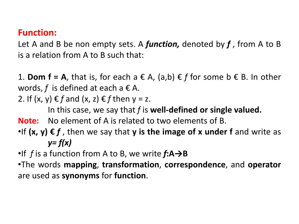 function let a and b be non empty sets a function