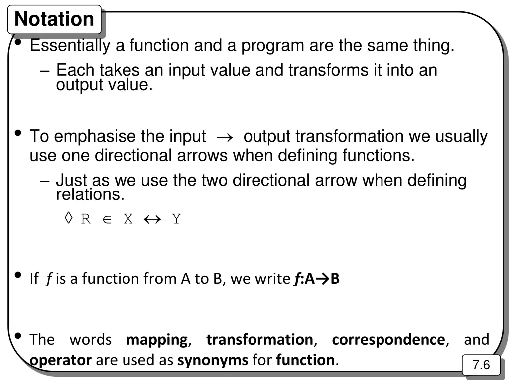 notation essentially a function and a program