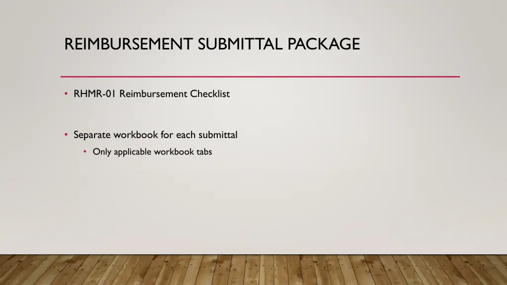 reimbursement submittal package