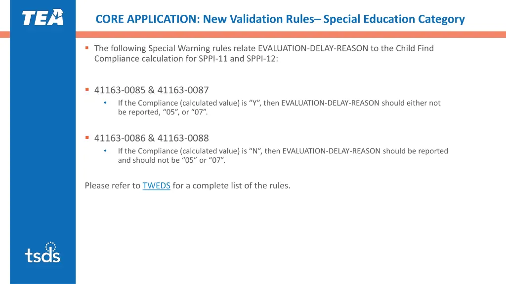 core application new validation rules special 3
