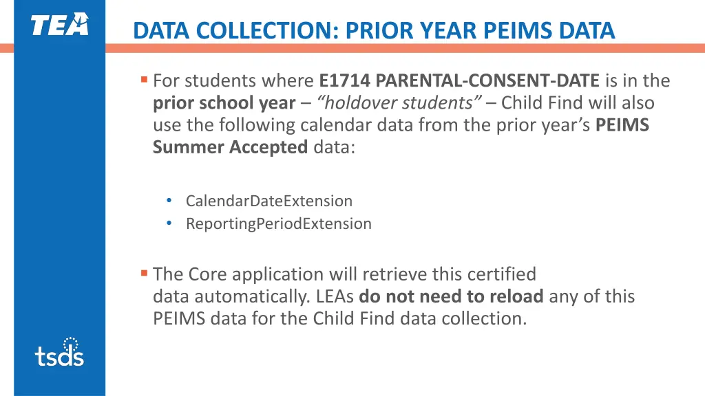 data collection prior year peims data