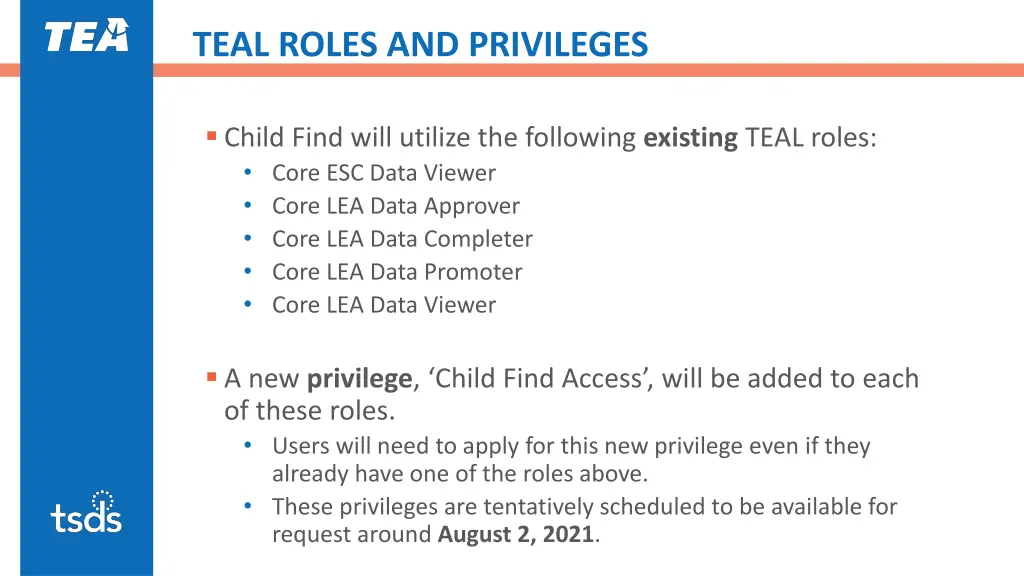 teal roles and privileges