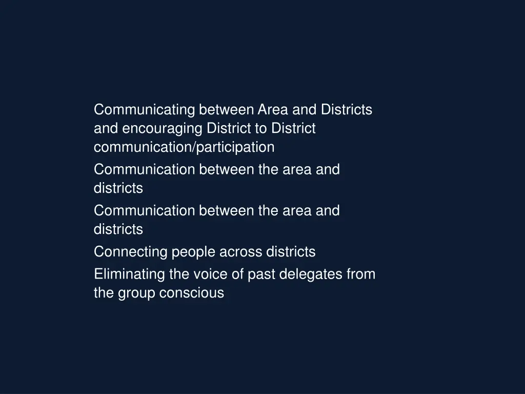 communicating between area and districts