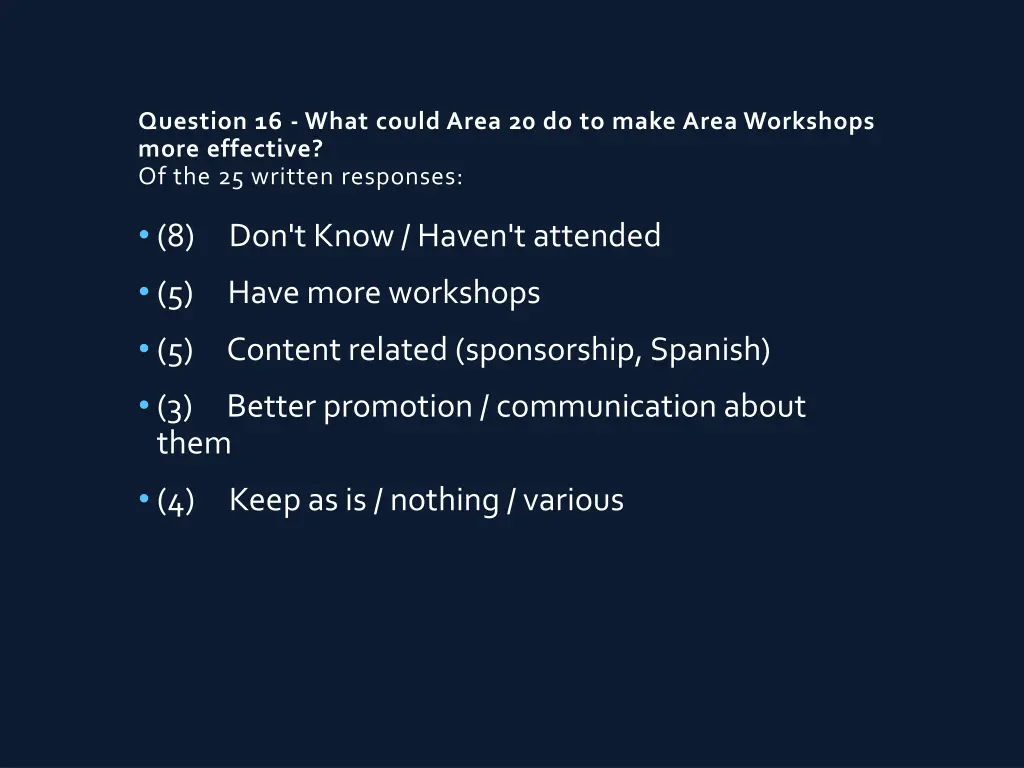 question 16 what could area 20 do to make area