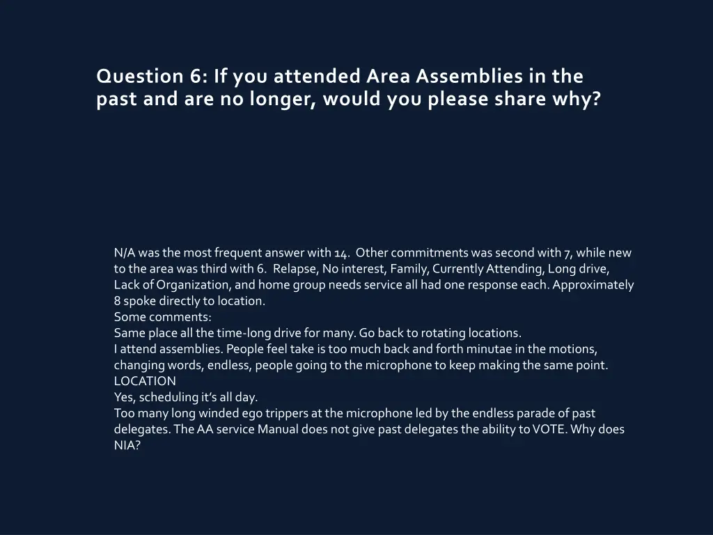 question 6 if you attended area assemblies