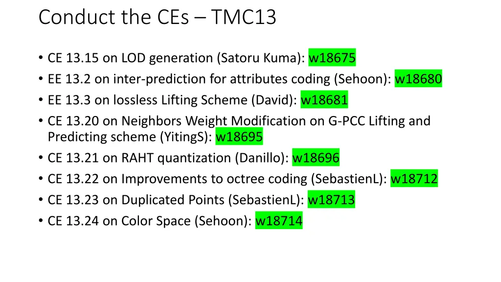 conduct the ces tmc13