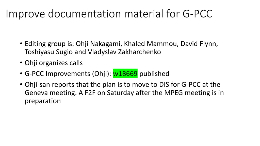 improve documentation material for g pcc