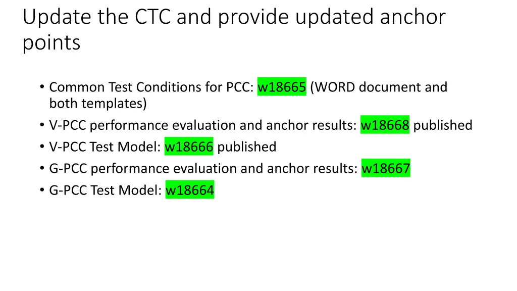 update the ctc and provide updated anchor points