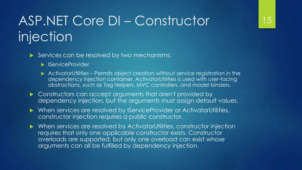 asp net core di constructor injection