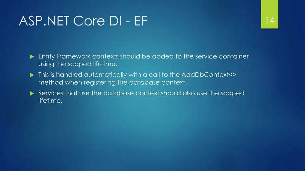 asp net core di ef
