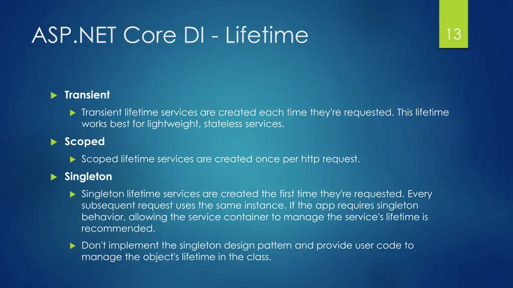 asp net core di lifetime