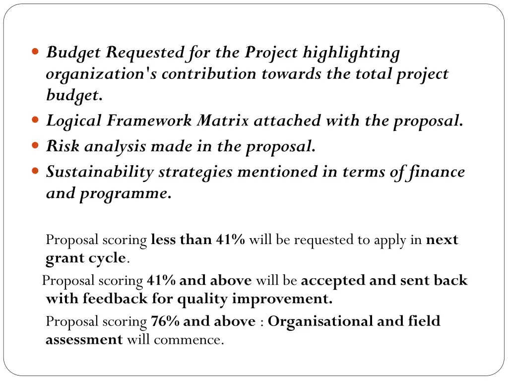 budget requested for the project highlighting