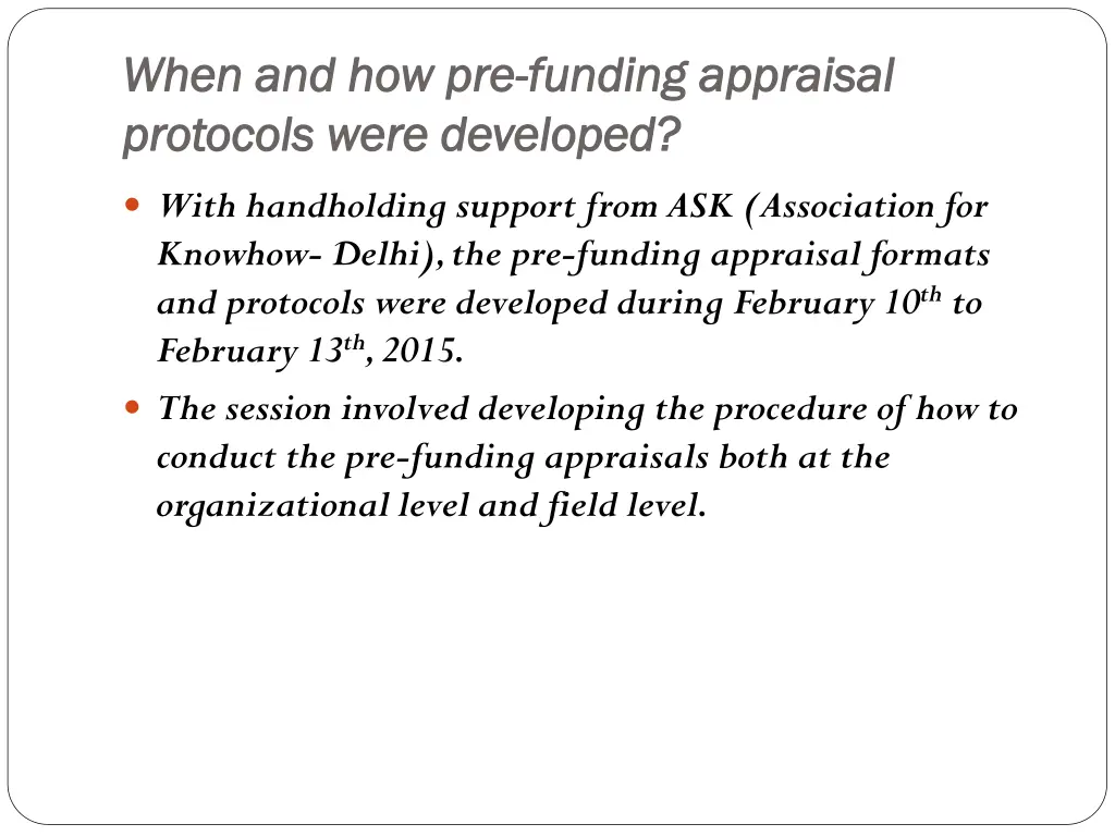 when and how pre when and how pre funding