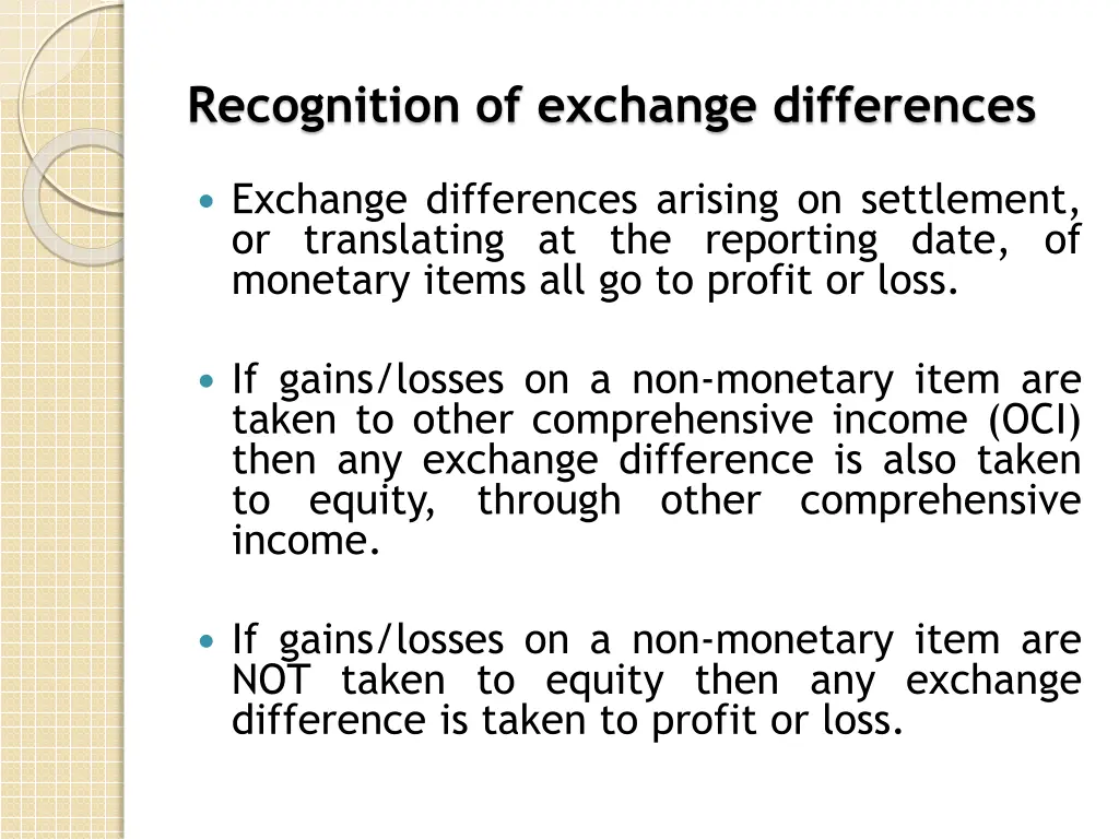 recognition of exchange differences
