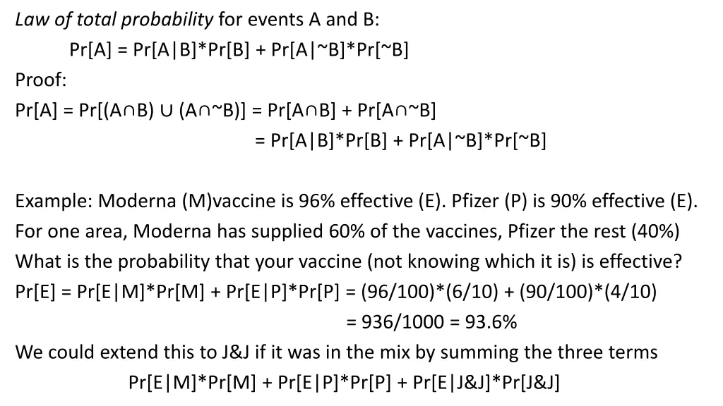 law of total probability for events