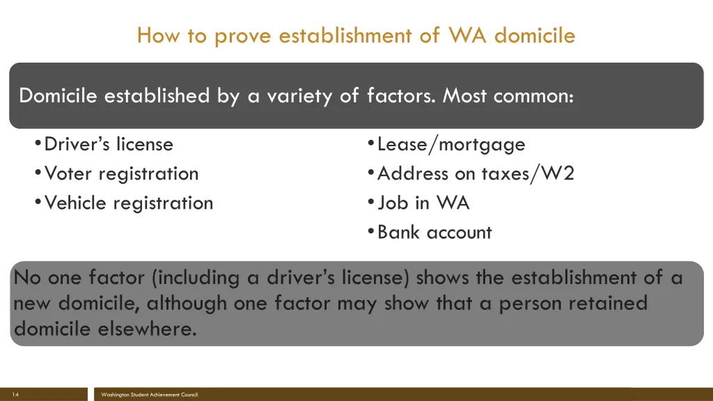how to prove establishment of wa domicile
