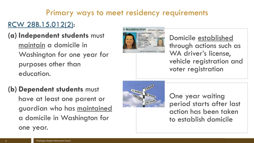 primary ways to meet residency requirements