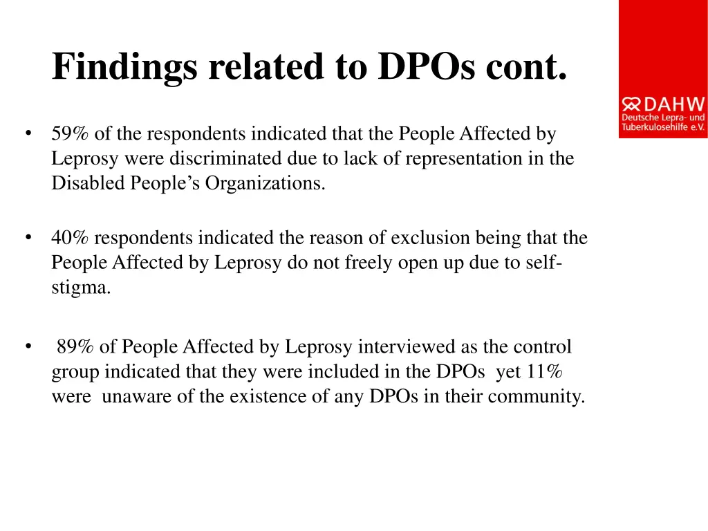 findings related to dpos cont