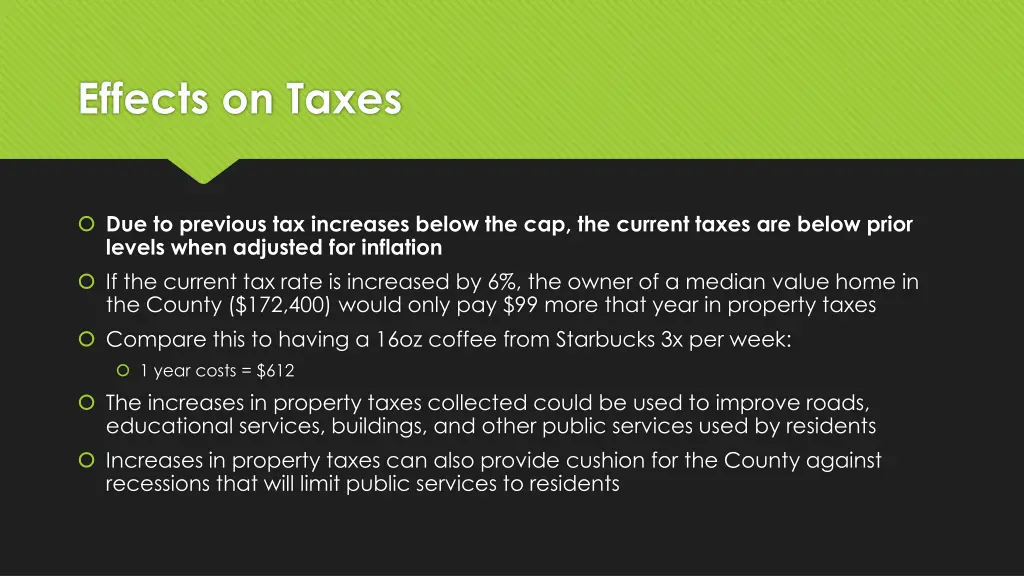 effects on taxes
