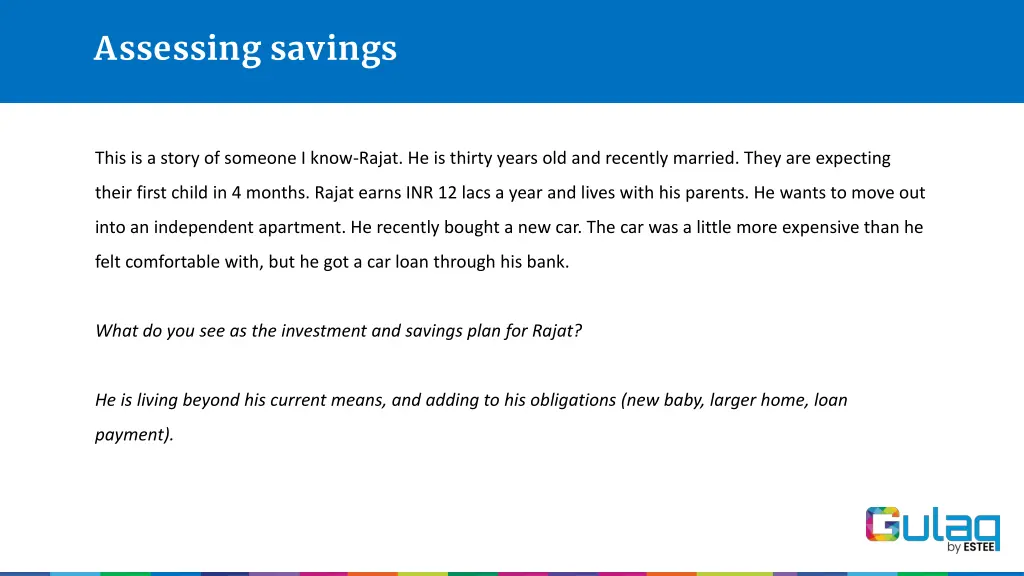 assessing savings