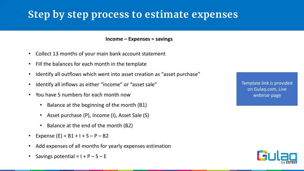step by step process to estimate expenses