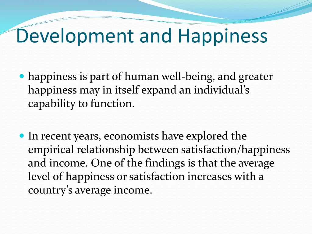 development and happiness