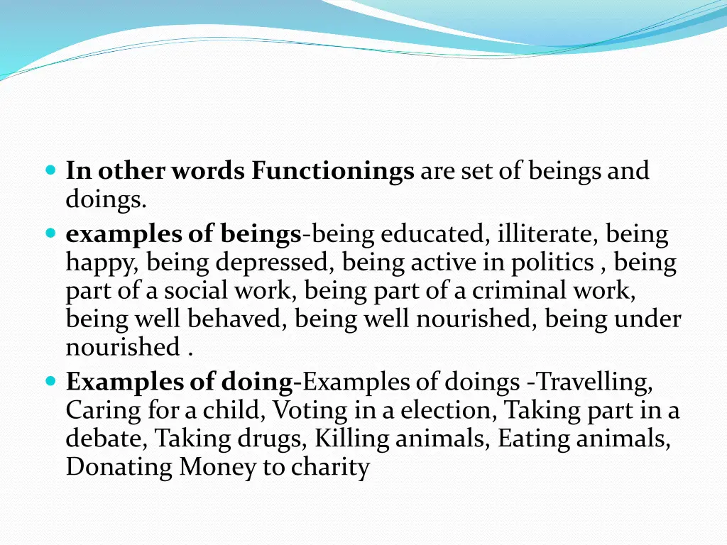 in other words functionings are set of beings