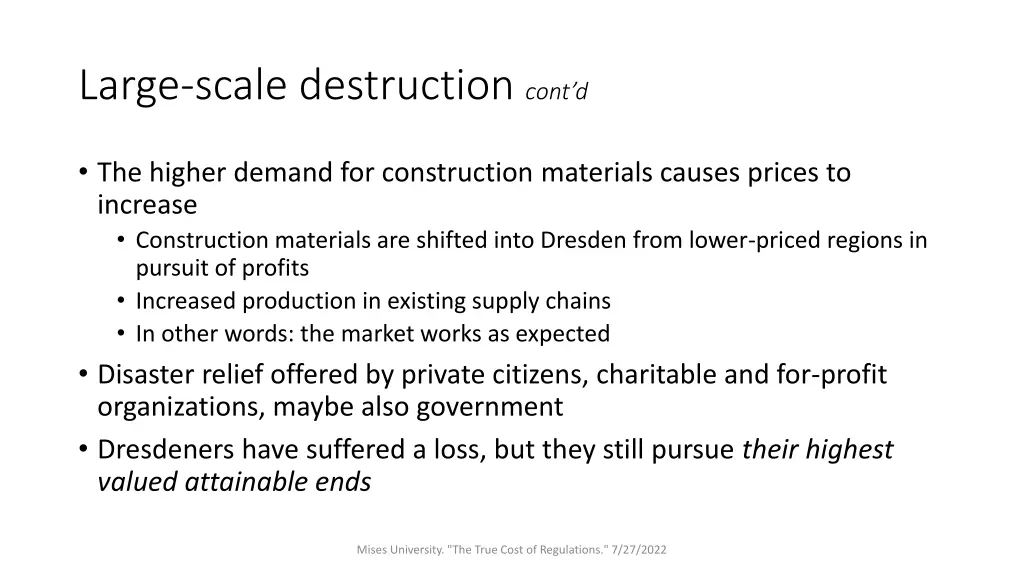 large scale destruction cont d