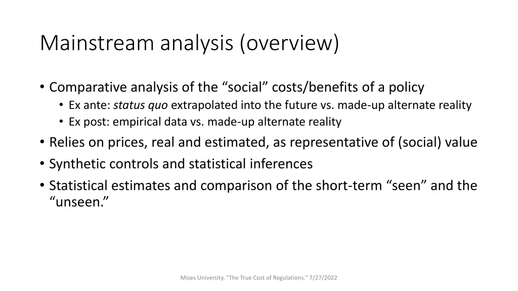 mainstream analysis overview