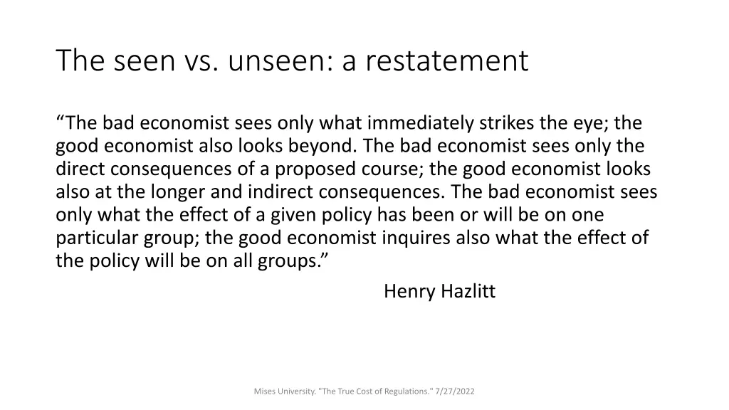the seen vs unseen a restatement