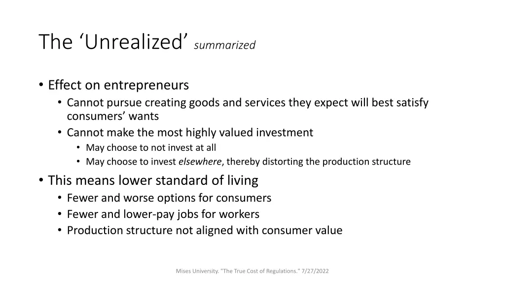 the unrealized summarized
