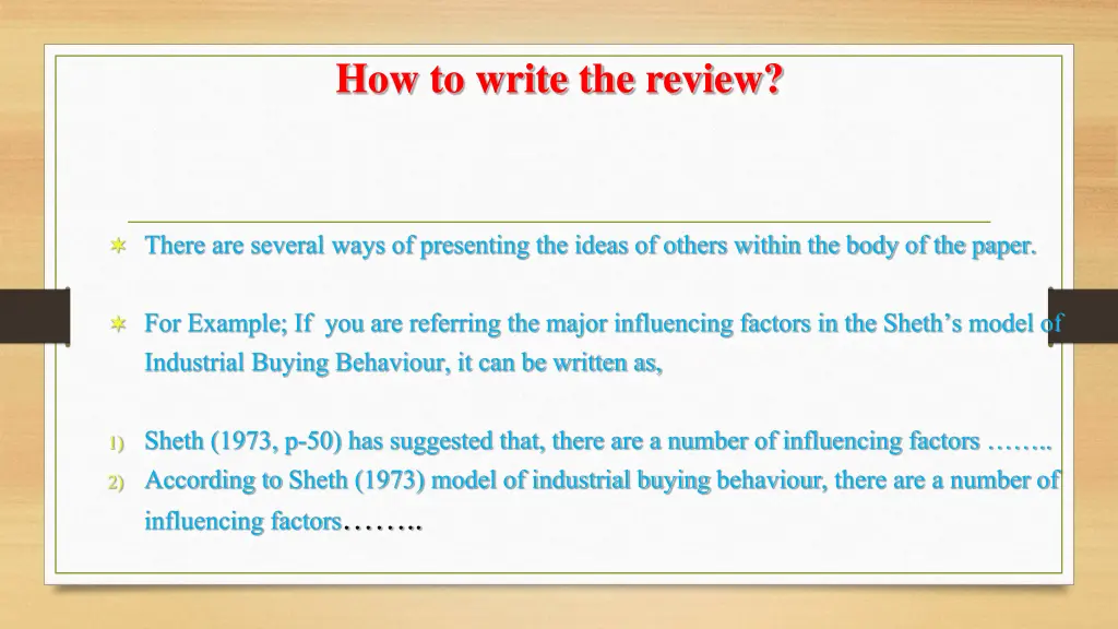 how to write the review