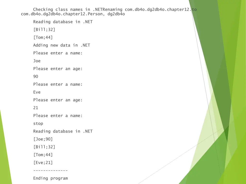 checking class names in netrenaming com db4o