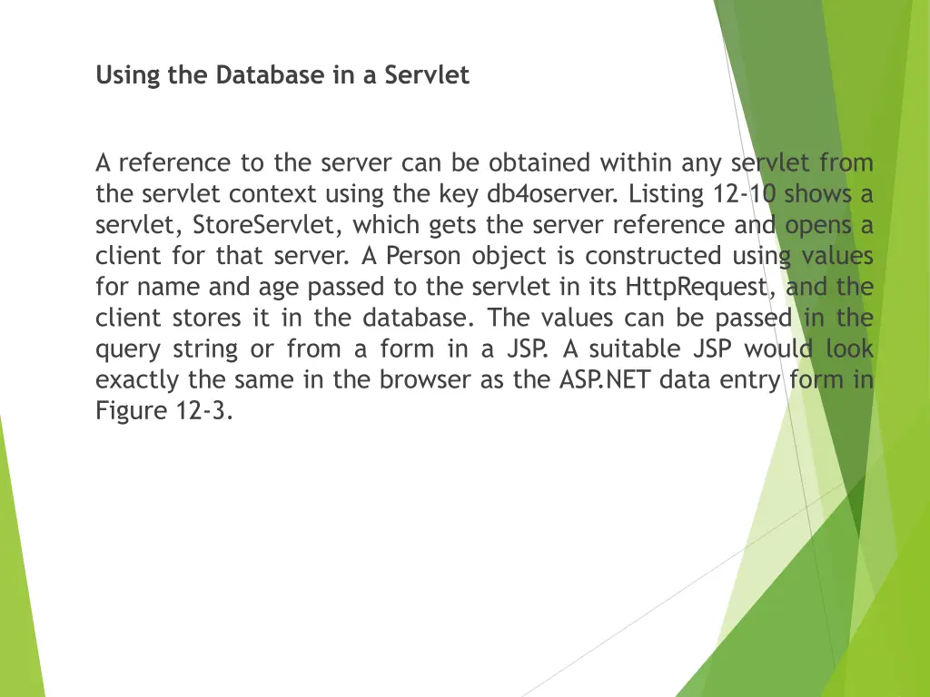 using the database in a servlet