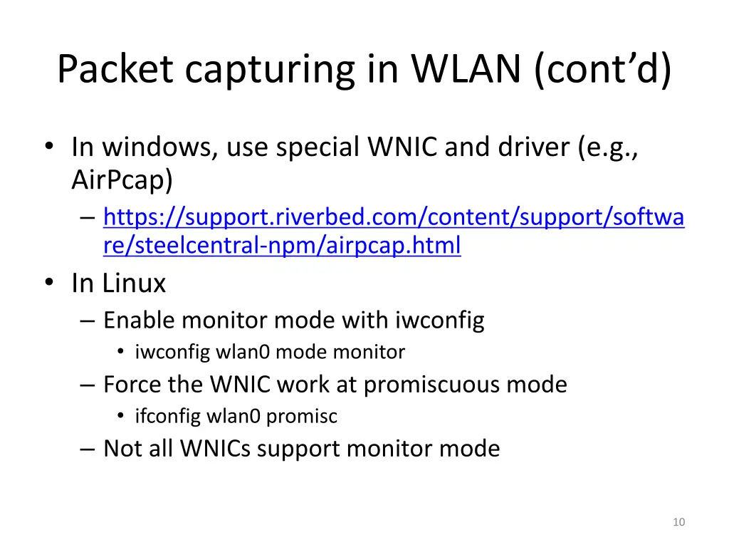 packet capturing in wlan cont d